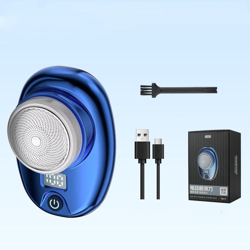 a blue device with a white circle and a black box