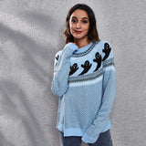 Women's Ghost-Print Knit Pullover Sweater