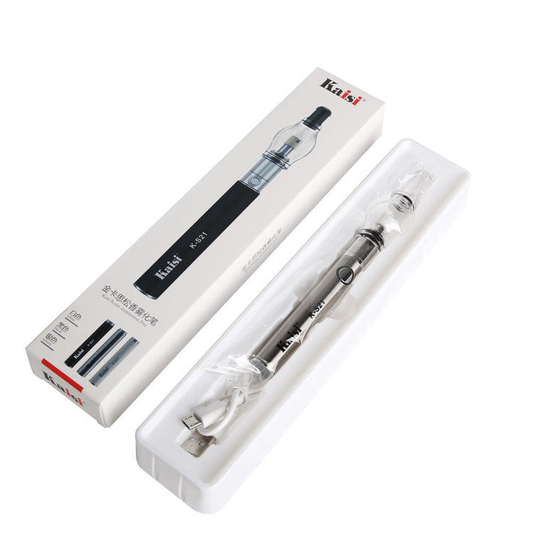 a box with a pen and cables