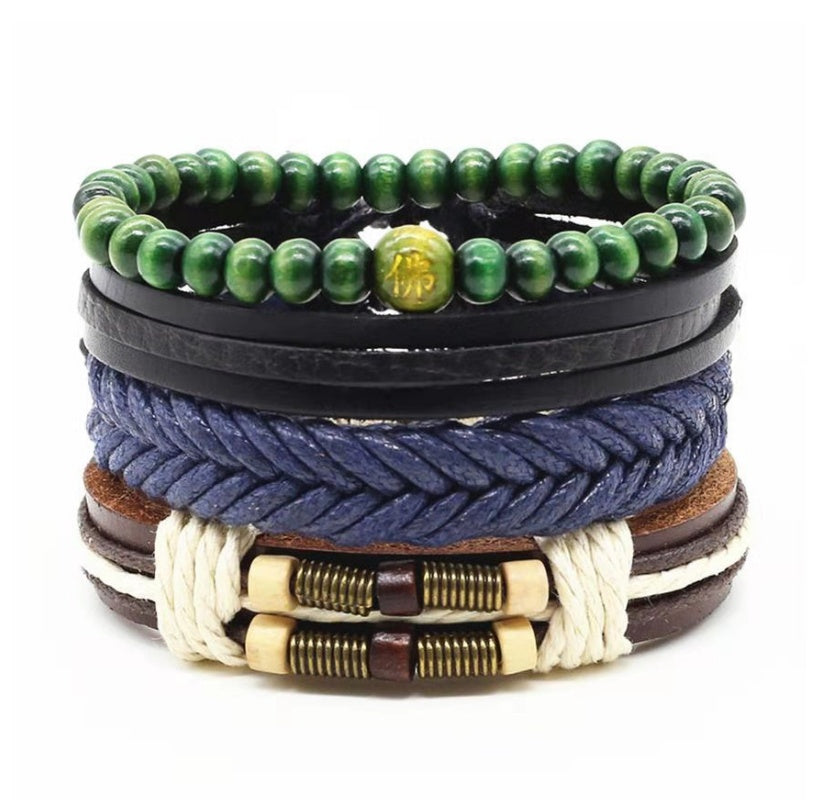 a stack of bracelets with beads