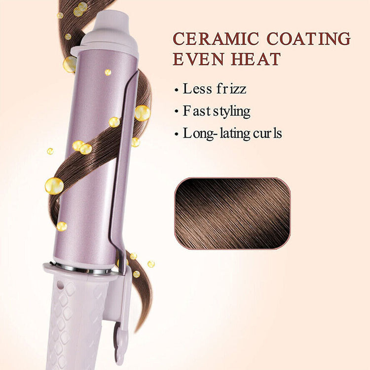 a curling iron with a curling iron and text