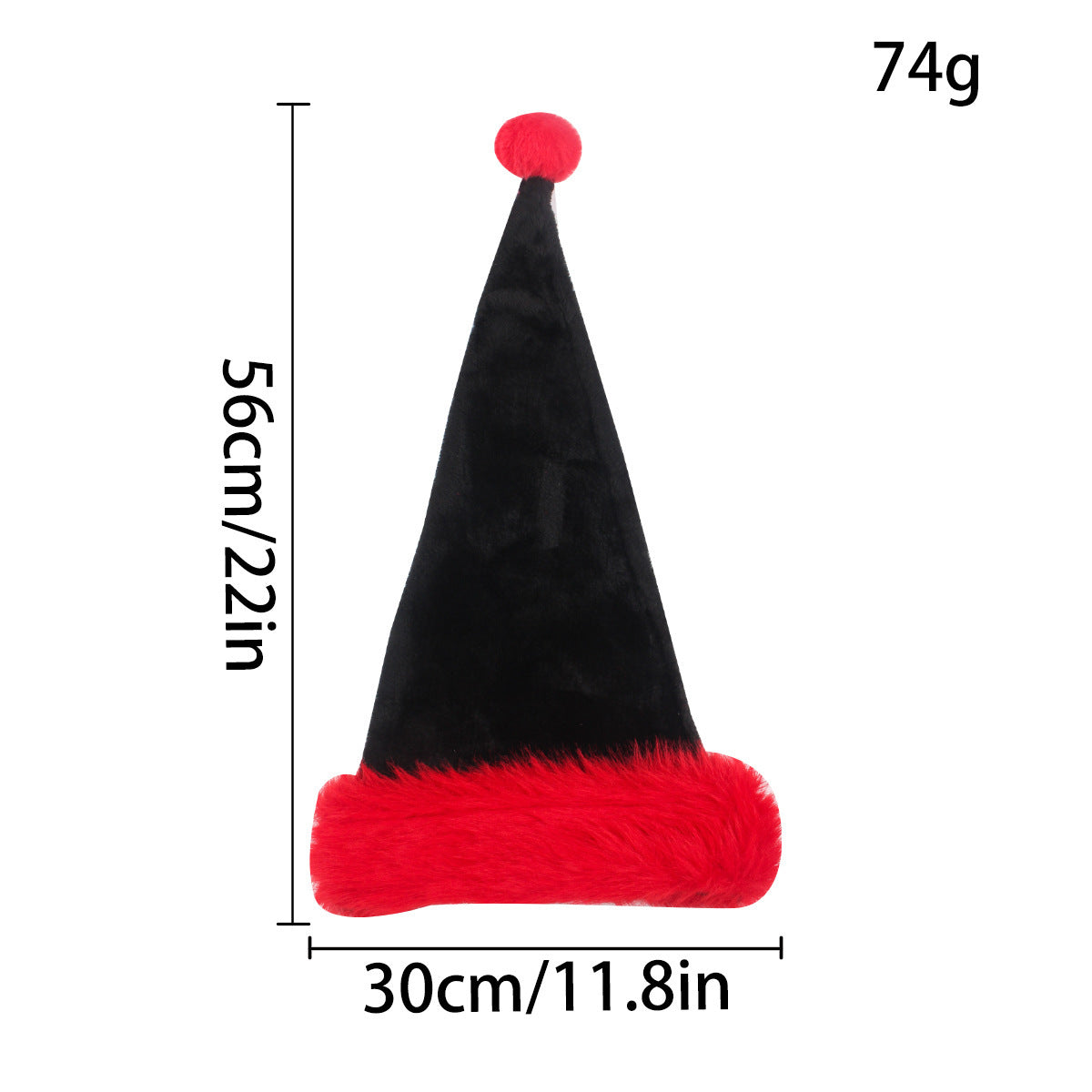 a black and red hat with a red pompom