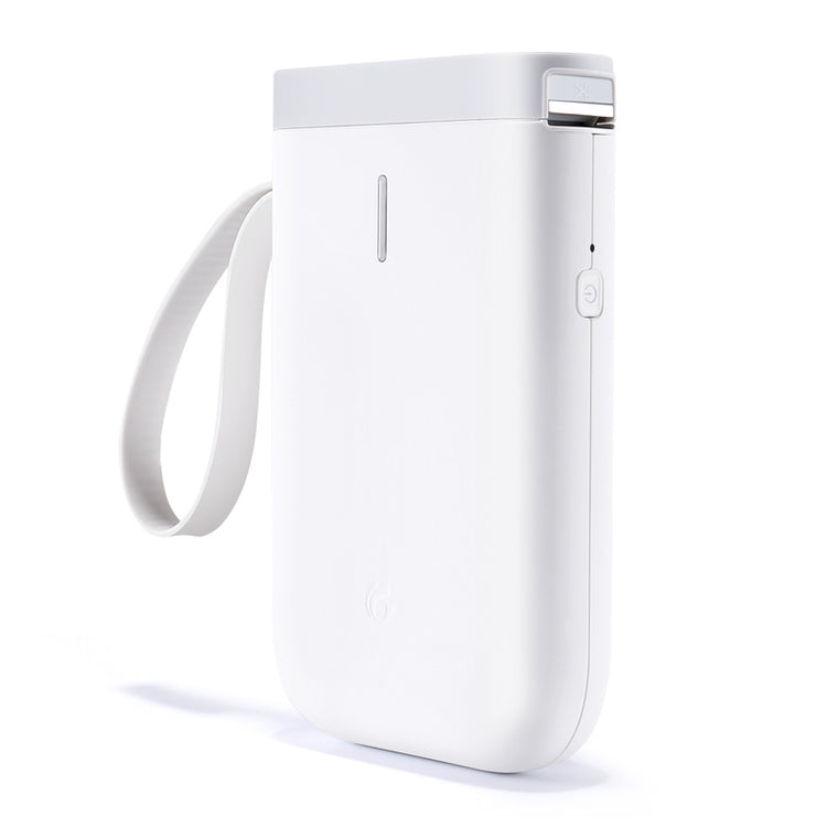 a white rectangular device with a strap