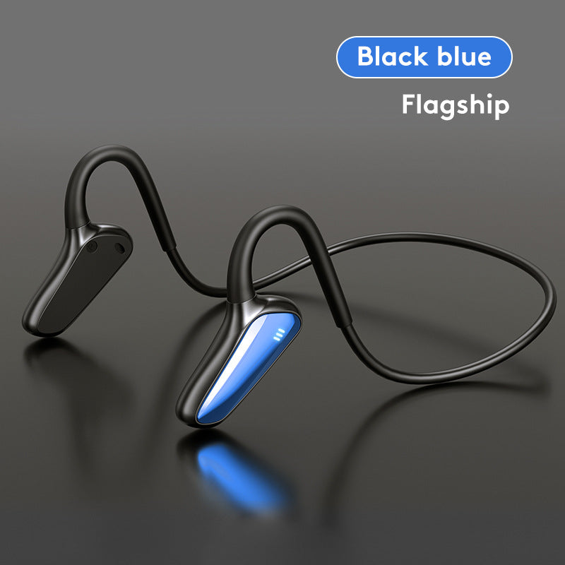 a black and blue earbuds