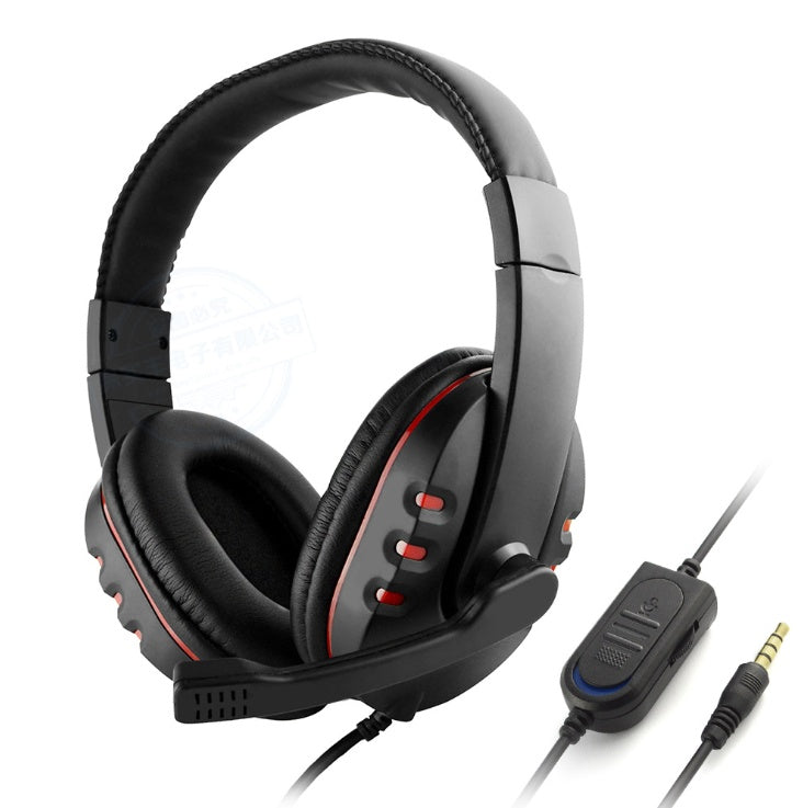a black headphones with red accents