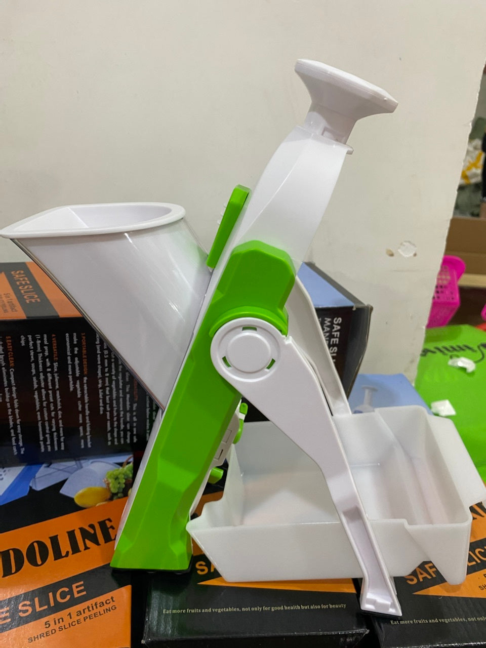 a green and white device
