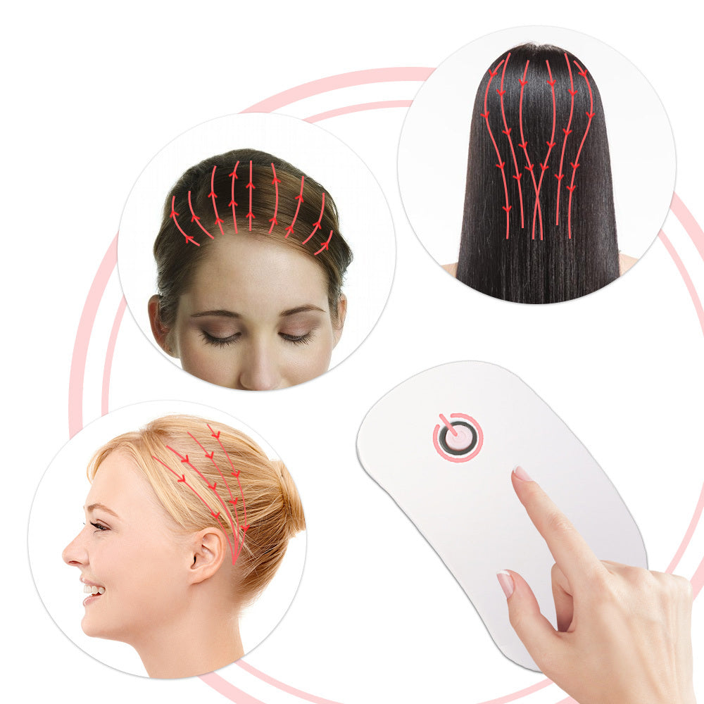 a woman's head with red arrows pointing at her hair
