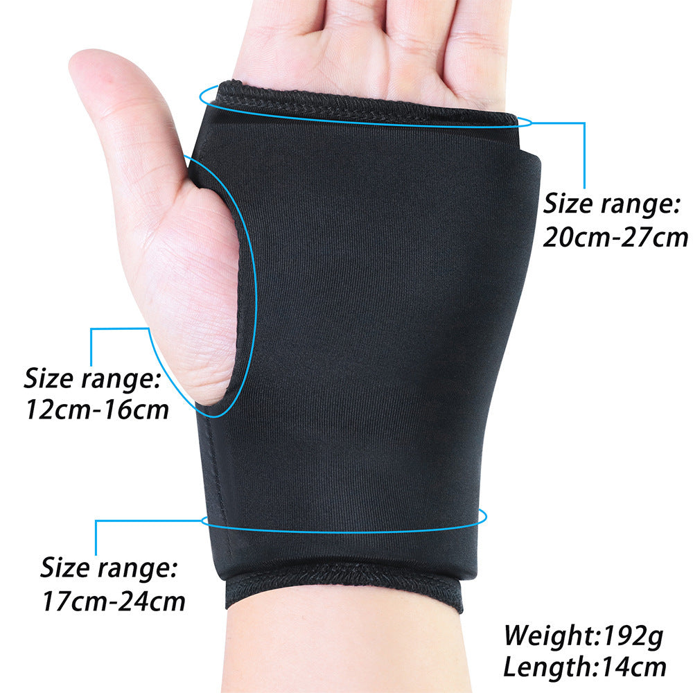 a hand with a black glove
