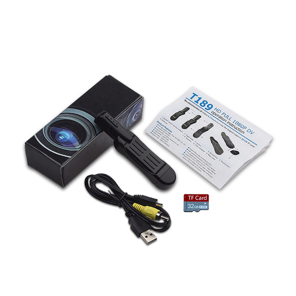 a black camera lens with a box and a cable