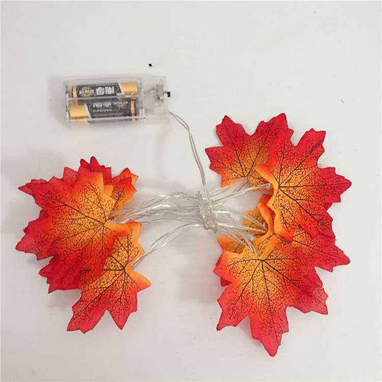 a string of lights with leaves