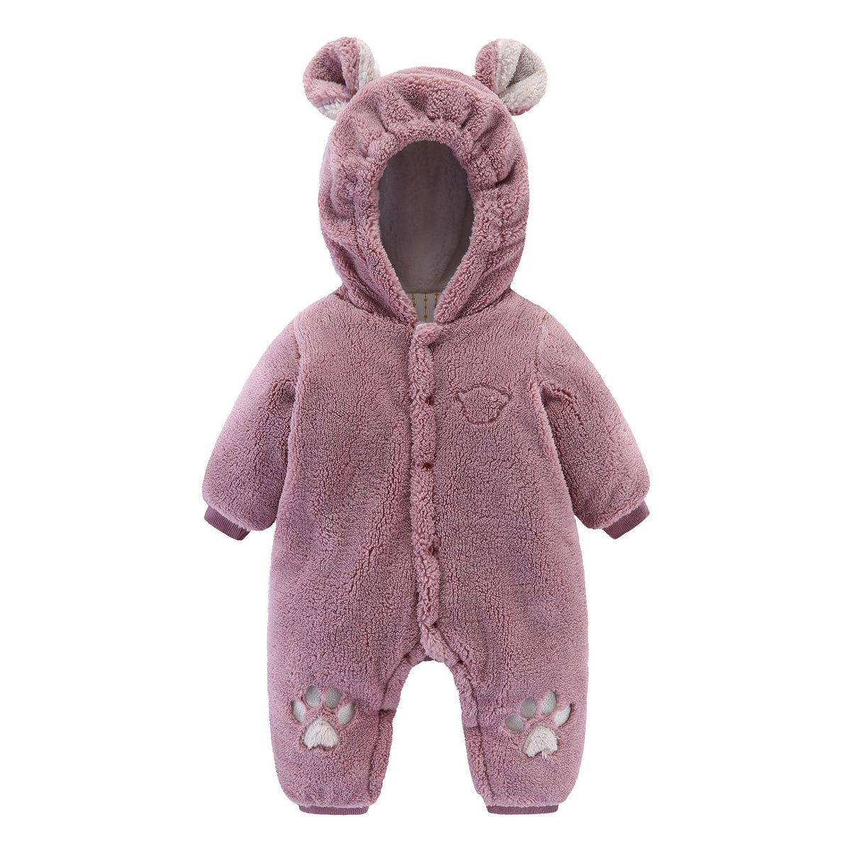 a baby's pink furry suit