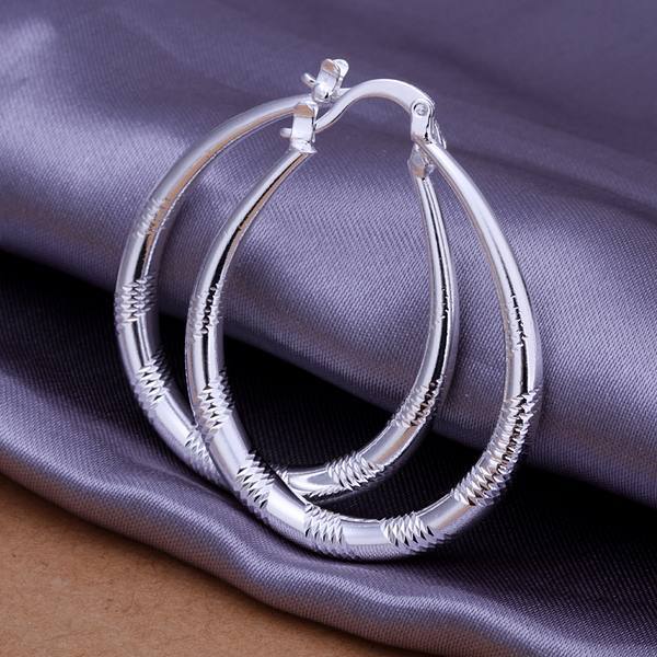 a pair of silver hoop earrings