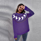 Women's Ghost-Print Knit Pullover Sweater