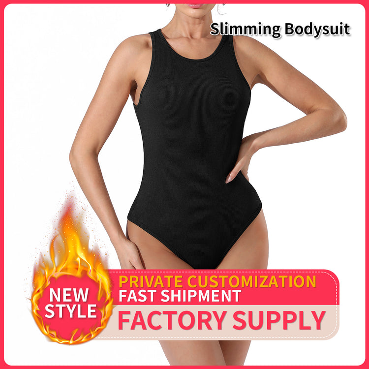 a woman wearing a black one piece swimsuit