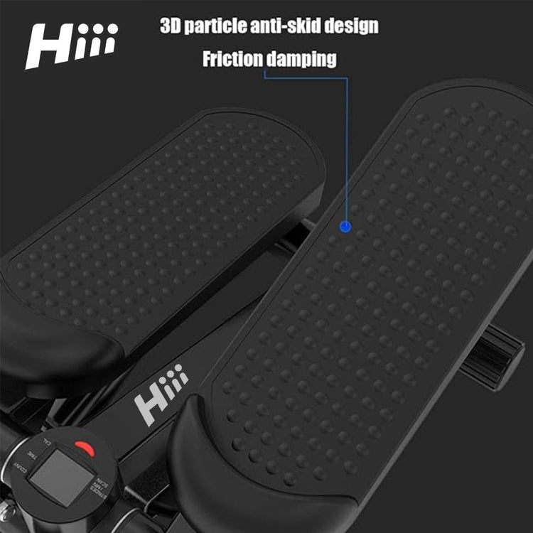 a black exercise machine with white text