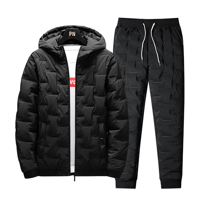 a black jacket and pants