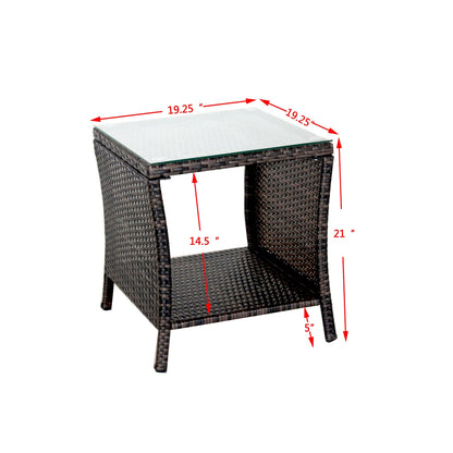 Outdoor Patio Furniture 1 Coffee Table With Clear Tempered Glass