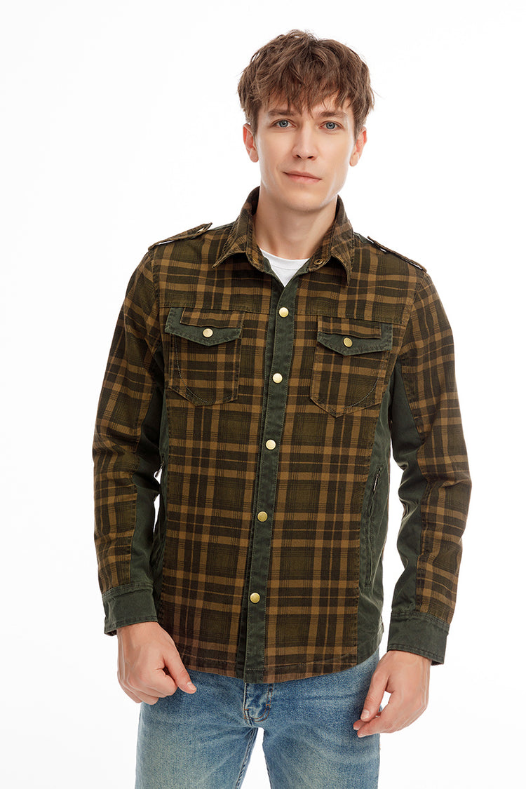 a man in a plaid shirt
