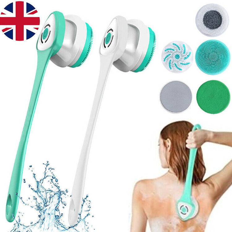 a woman holding a massager