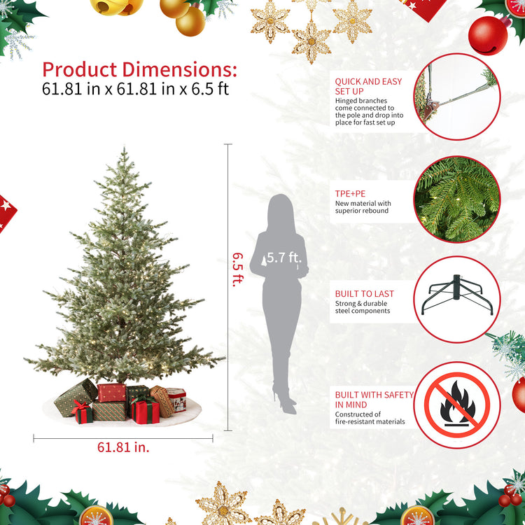 a poster with a christmas tree and a woman