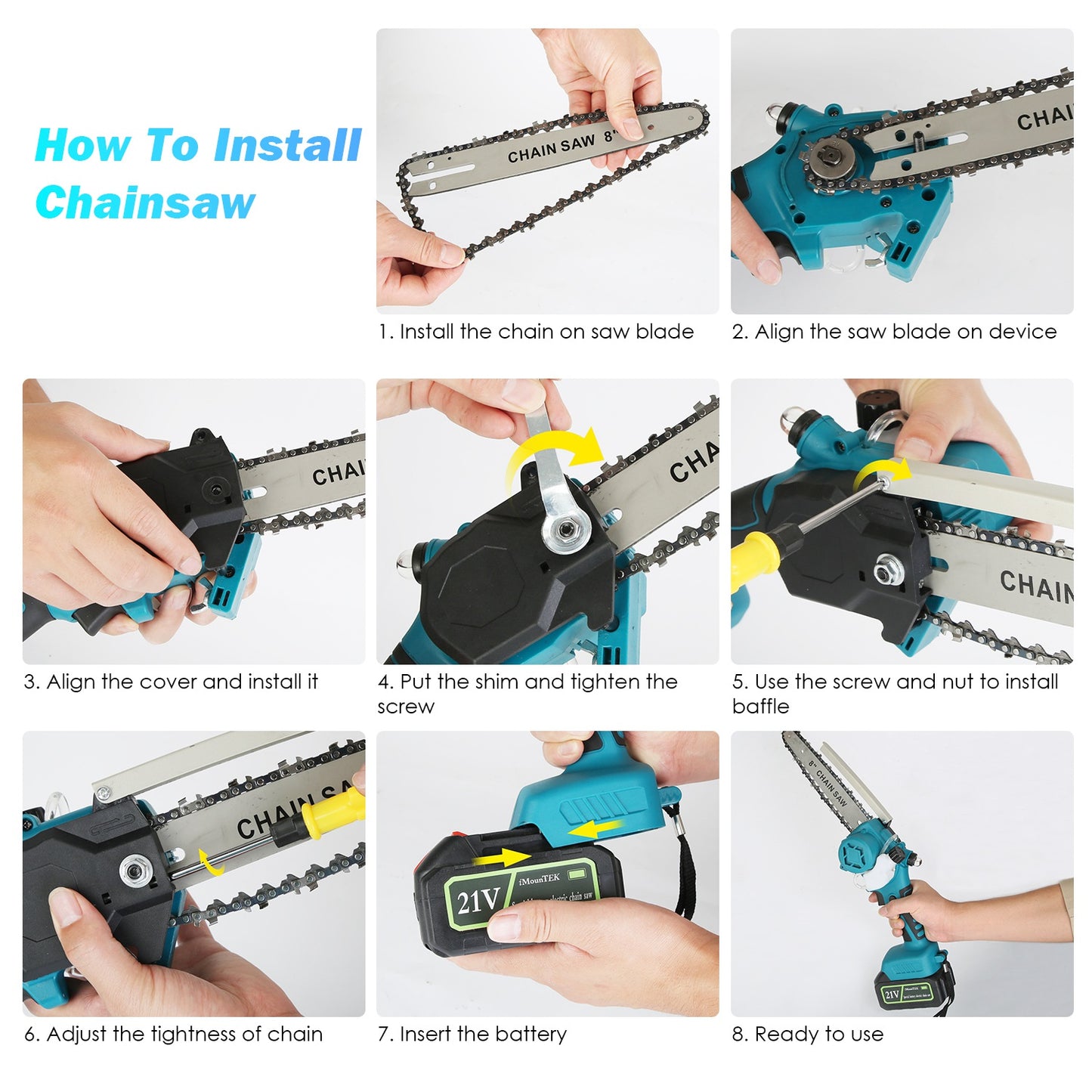 1Set 2 In1 Cordless Pole Saw And Mini Chainsaw With Extension Pole 21V Battery 8in Electric Brushless Pole Chainsaw With Auto Oiler Safety Switch 6.4LBS Lightweight For Tree Trimming