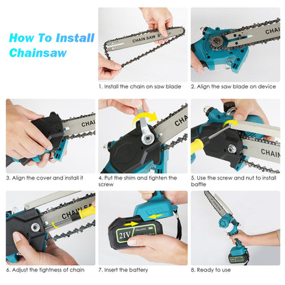 1Set 2 In1 Cordless Pole Saw And Mini Chainsaw With Extension Pole 21V Battery 8in Electric Brushless Pole Chainsaw With Auto Oiler Safety Switch 6.4LBS Lightweight For Tree Trimming