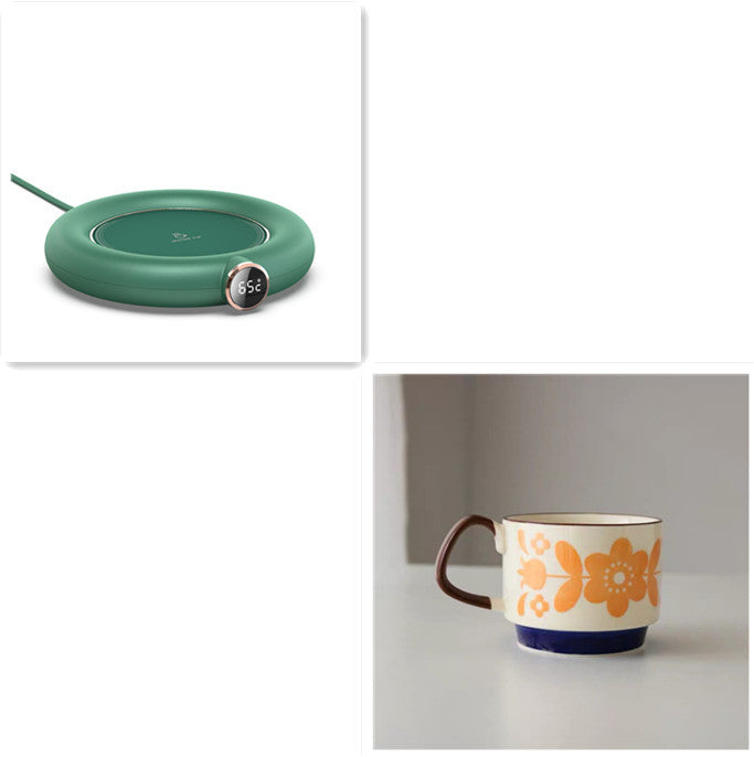 a tea cup and a green device