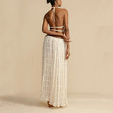 Women's 2-Piece Halter Top and Pleated Dress Set