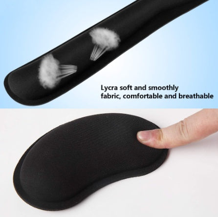 a finger on a black cushion