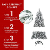 Snow-Flocked Artificial Christmas Tree with Foldable Base