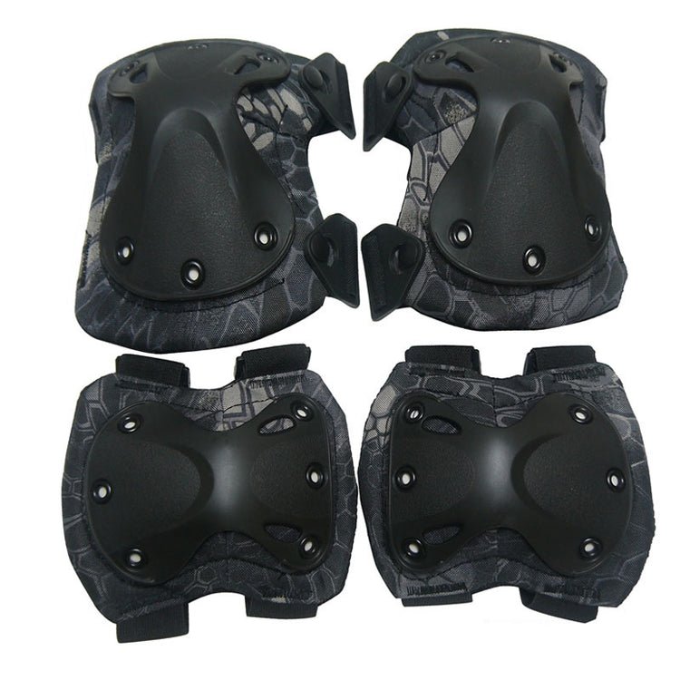 a group of knee pads