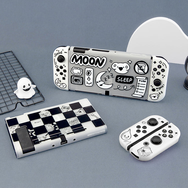a video game console and game controllers