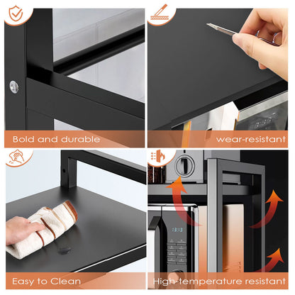 3 Tier Expandable Microwave Oven Rack Stand Storage Holder Kitchen Corner Shelf