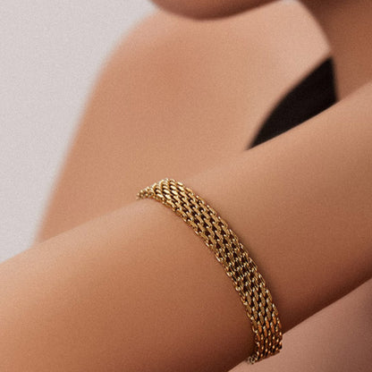 Women's Chain Bracelet Business Casual Golden Silver Metal Bracelet Jewelry