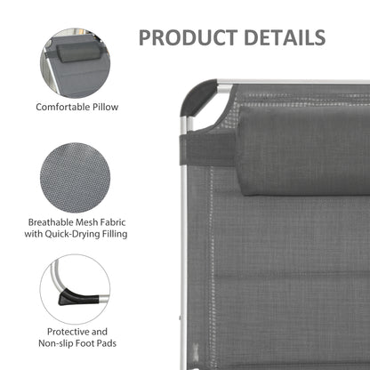 Folding Lounge Chair Outdoor 5-Level Reclining Chaise Lounge Chair Outdoor Camping Tanning Chair with Frame