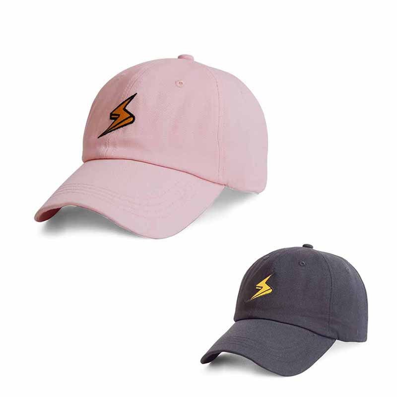 a pink and grey baseball caps