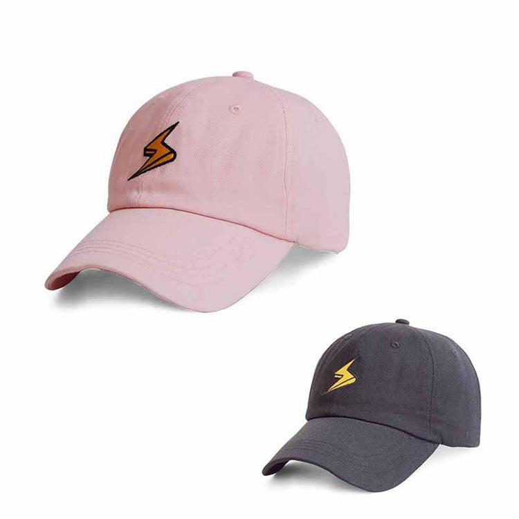 a pink and grey baseball caps