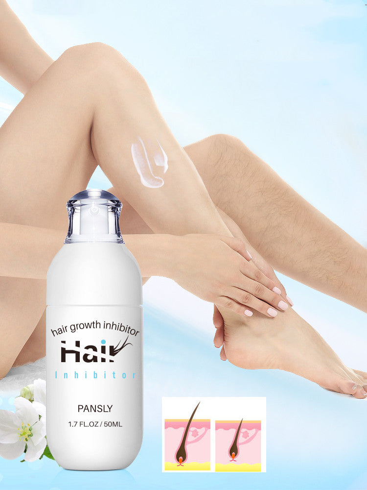 a person's legs and a bottle of hair growth