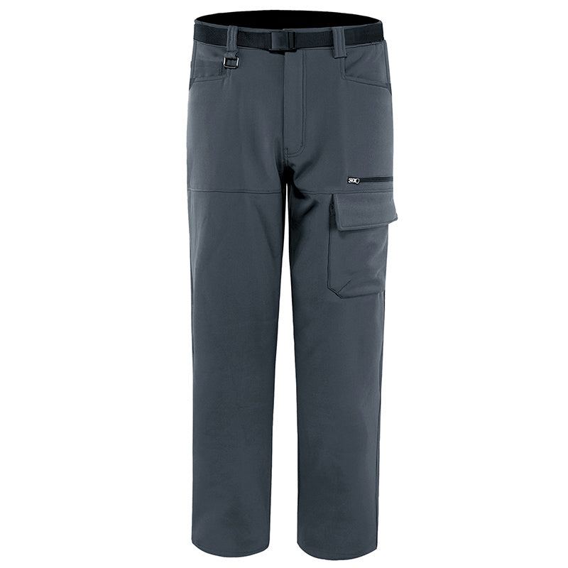 a pair of grey pants with a black belt