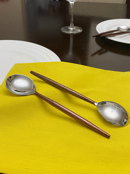 Stainless Steel Tablespoons Set of 6 Piecces-Brown