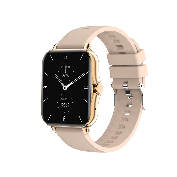 a smart watch with a white band