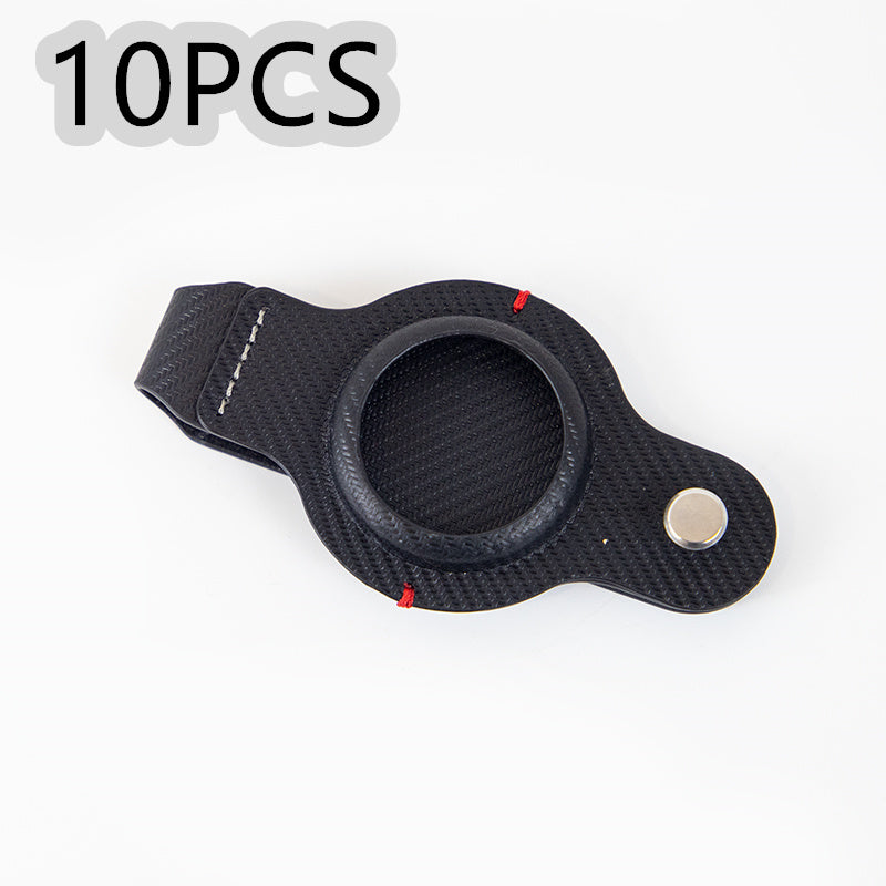 a black leather strap with a round hole