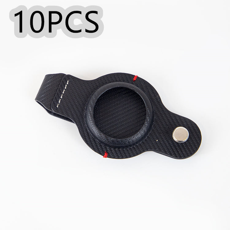 a black leather strap with a round hole