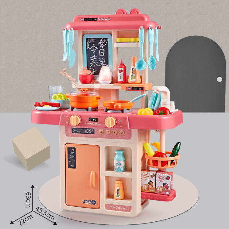 a toy kitchen with a small oven and a small oven