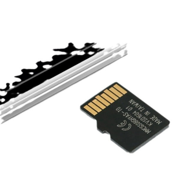 a memory card next to a black strip