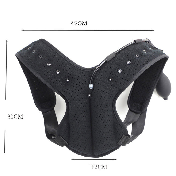 a black harness with sizes and measurements