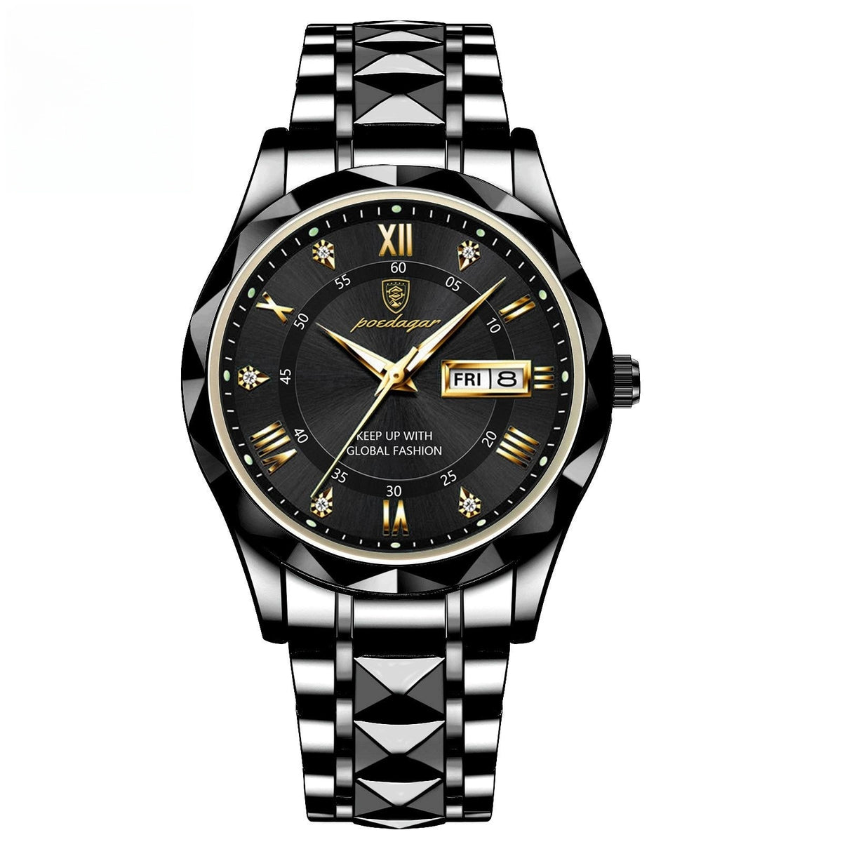 a black watch with a silver band