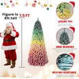 Rainbow Flocked Artificial Christmas Tree