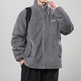Winter Corduroy Cotton-padded Coat Warm Stand Collar Zipper Jacket Casual Outdoor Streetwear Men's Clothing