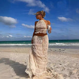 Women's 2-Piece Halter Top and Pleated Dress Set